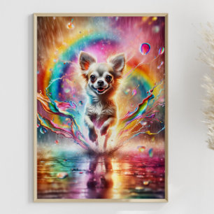 Spritzer Chihuahua Rainbow Poster