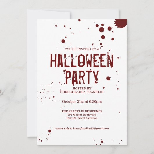 Spritzer Creepy Halloween-Party Einladung (Vorderseite)