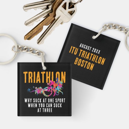 Spritzer des Triathlon Triathlon: Spaß Zitat farbe Schlüsselanhänger