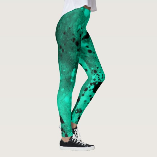 Spritzer-Effekt Grün/Schwarz Leggings (Rechts)