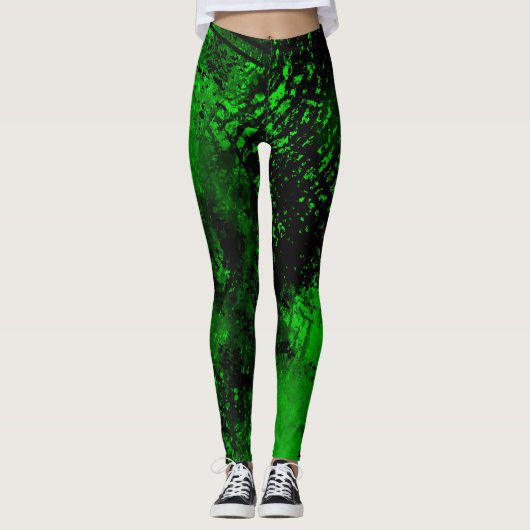 Spritzer-Effekt Grün/Schwarz Leggings (Vorderseite)