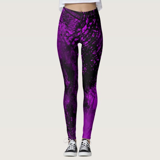 Spritzer-Effekt Lila und schwarz Leggings (Vorderseite)