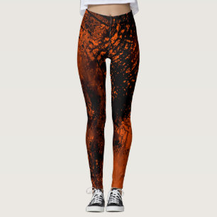 Spritzer-Effekt Orange & Black Leggings