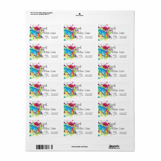 Spritzer-Farbanschrift Adressaufkleber (Vorne)