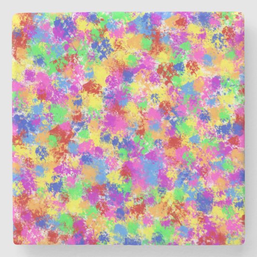 Spritzer-Farben-Regenbogen des hellen Steinuntersetzer (Vorderseite)