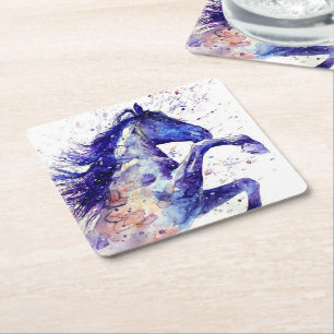 Spritzer für künstlerisches Horn Rechteckiger Pappuntersetzer