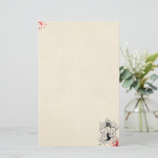 Spritzer geishi mit Fan Dragon tattoo alt Briefpapier (Stehend Vorderseite)