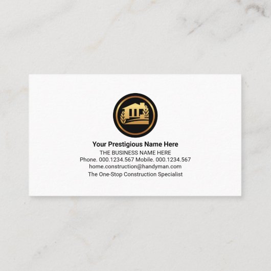 Spritzer Gold Gebäude Tools Frame Visitenkarte (Rückseite)