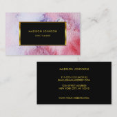 Spritzer-Goldrahmen des Watercolor blauer rosa Visitenkarte (Vorne/Hinten)