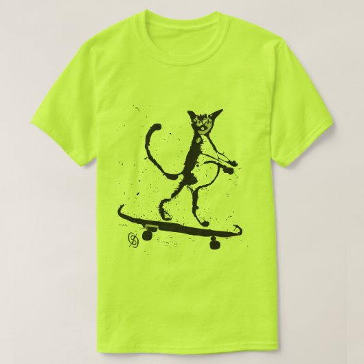 Spritzer Graphic Cat Skateboarder T - Shirt (Design vorne)