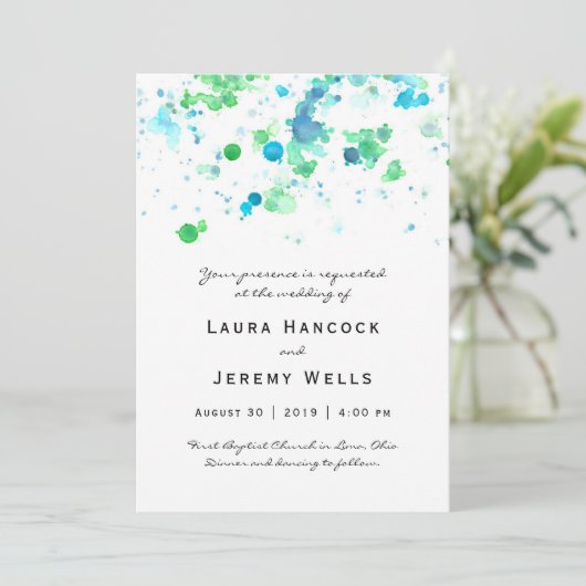 Spritzer Hochzeitsfeiern Einladung (Stehend Vorderseite)