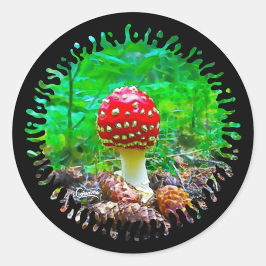 Spritzer im Pilz - Aufkleber für den Umschlag (Vorderseite)