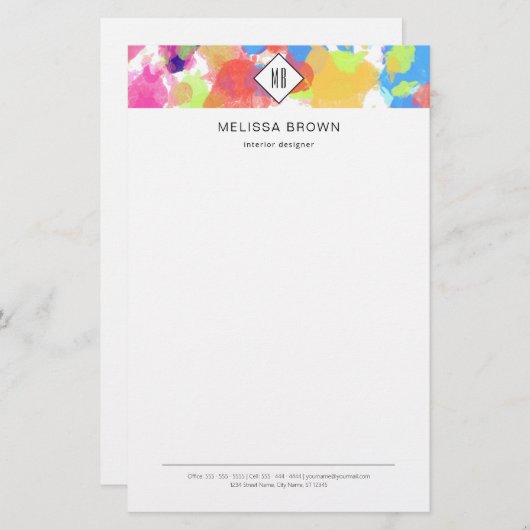 Spritzer in Aquarellfarben Abstrakt Briefpapier (Vorne/Hinten)
