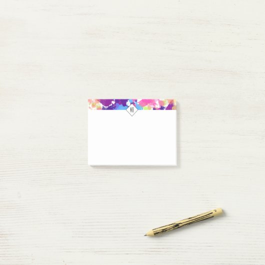Spritzer in Aquarellfarben Abstrakt Post-it Klebezettel (Auf Schreibtisch)