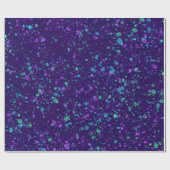 Spritzer in Aquarellfarben auf dunklem Lila Umschl Geschenkpapier (Flach)
