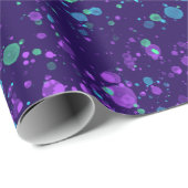 Spritzer in Aquarellfarben auf dunklem Lila Umschl Geschenkpapier (Rolleneckpunkt)