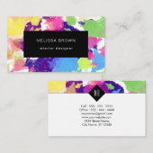 Spritzer in Aquarellfarben Farbschwarz Abstrakt Visitenkarte (Vorne/Hinten)