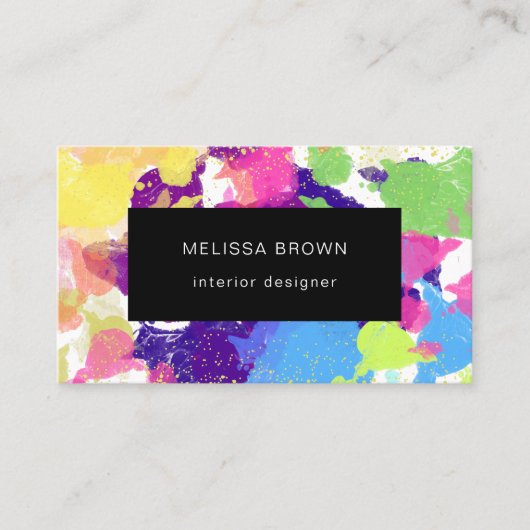 Spritzer in Aquarellfarben Farbschwarz Abstrakt Visitenkarte (Vorderseite)