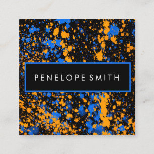 Spritzer in blau-gelb gestrichen Makeup Artist Quadratische Visitenkarte