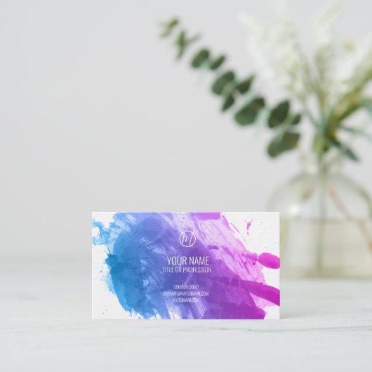 Spritzer in Blau und Rosa Visitenkarte (Stehend Vorderseite)