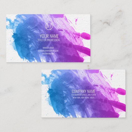 Spritzer in Blau und Rosa Visitenkarte (Vorne/Hinten)