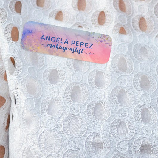 Spritzer in farbenfrohen Pastellfarben Namensschild