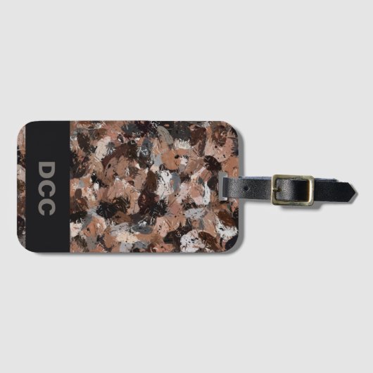 Spritzer in Grau, Braun und Schwarz Gepäckanhänger (Vorderseite (Horizontal))