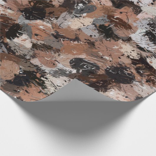 Spritzer in Grau, Braun und Schwarz Geschenkpapier (Ecke)