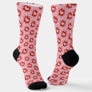 Spritzer in Rot und Weiß Herzmuster Socken