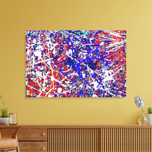 Spritzer Kungpow Stretched Canvas Print Leinwanddruck (Insitu (Wohnzimmer))