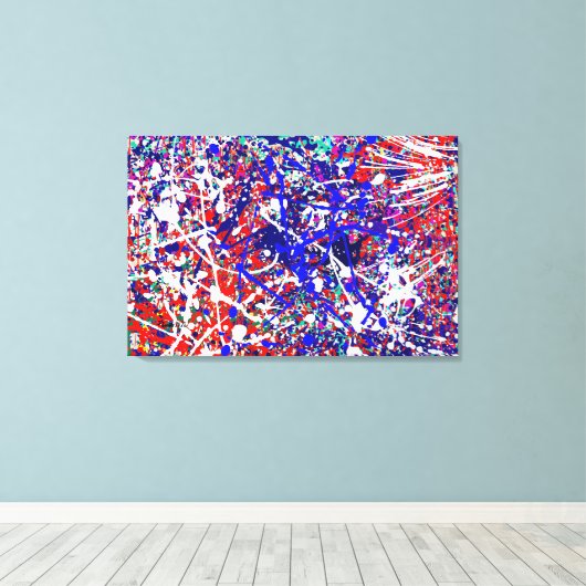 Spritzer Kungpow Stretched Canvas Print Leinwanddruck (Insitu (Holzboden))