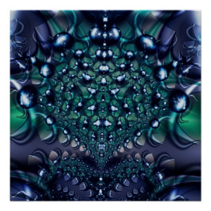 Spritzer   Kunst des Lila und grünen Fraktals Poster
