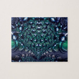Spritzer   Kunst des Lila und grünen Fraktals Puzzle