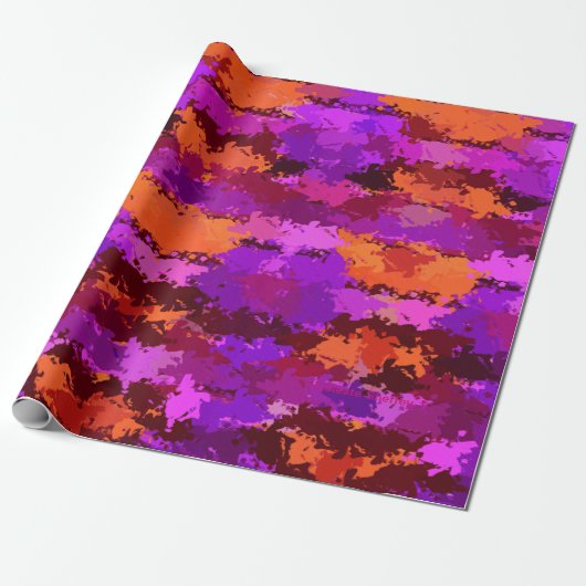 Spritzer Lila und Orange Geschenkpapier (Ungerollt)