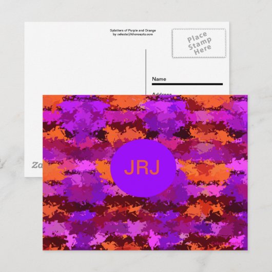Spritzer Lila und Orange Postkarte (Vorne/Hinten)