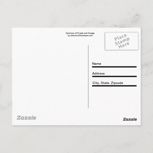 Spritzer Lila und Orange Postkarte (Rückseite)