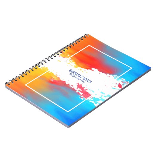 Spritzer mit farbenfrohen, modernen Wasserfarben Notizblock (Linke Seite)
