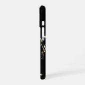 Spritzer mit Goldfarbe auf schwarz iPhone 16 Hülle (Linke Seite)
