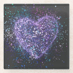 Spritzer Paint Lila Heart Glasuntersetzer