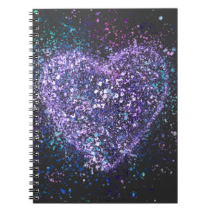 Spritzer Paint Lila Heart Notebook Notizblock