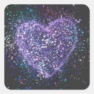 Spritzer Paint Lila Heart Quadratischer Aufkleber