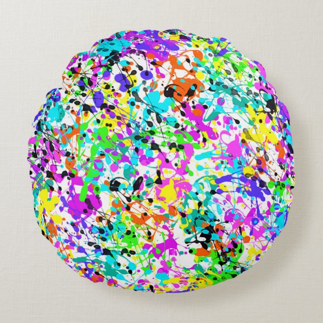 Spritzer Paint Rundes Kissen (Vorderseite)