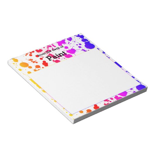 Spritzer Paint Splash farbenfroher, heller Regenbo Notizblock (angewinkelt)