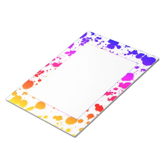 Spritzer Paint Splash farbenfroher, heller Regenbo Notizblock (angewinkelt)
