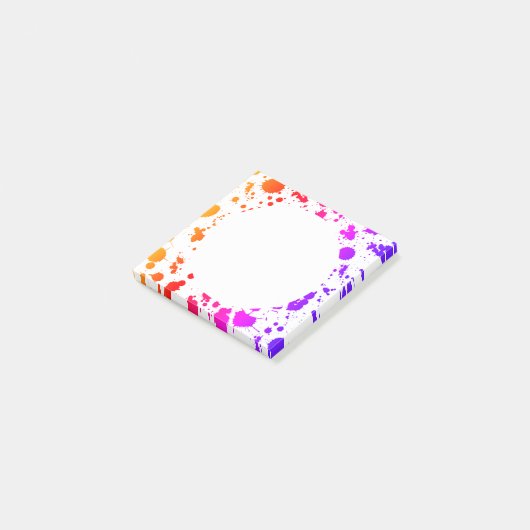 Spritzer Paint Splash farbenfroher, heller Regenbo Post-it Klebezettel (angewinkelt)