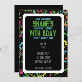 Spritzer Paintball Einladung zum Geburtstag (Vorne/Hinten)