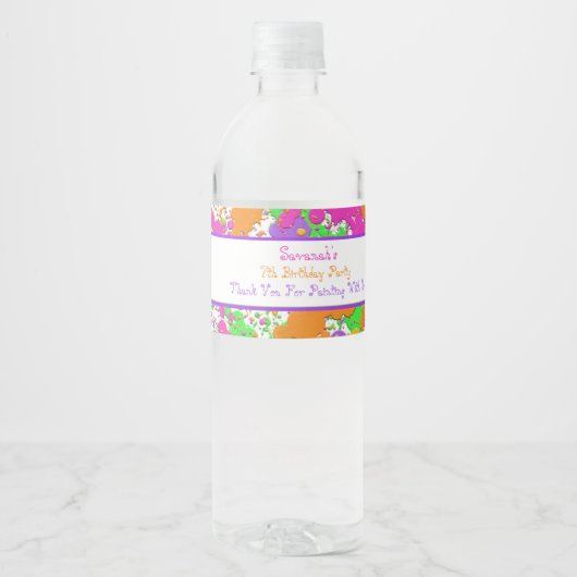 Spritzer Party Personalisiert Wasser Flasche Wasserflaschenetikett (Vorderseite)