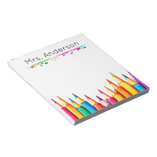 Spritzer Rainbow Pencil Paint Name Notepad Notizblock (angewinkelt)