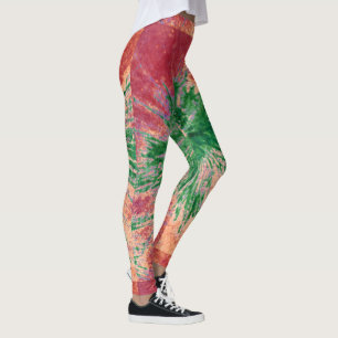 Spritzer Rot, Grün und Orange Paint Leggings