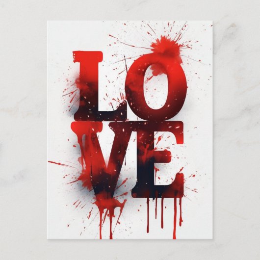 Spritzer Rotes Blut LIEBE Valentine Postkarte (Vorderseite)